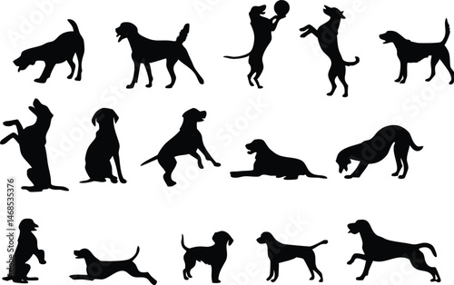 set of dog  silhouette vector illustration for graphics and design projects use