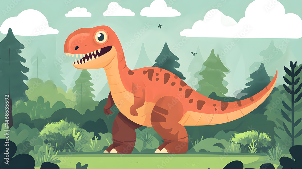Naklejka premium Colorful cartoon cute dinosaur pictures