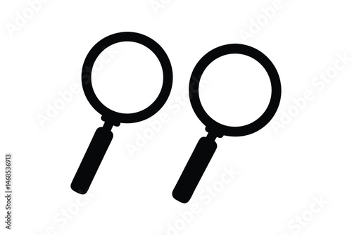 Magnifying glass silhouette, Search magnifying glass icon