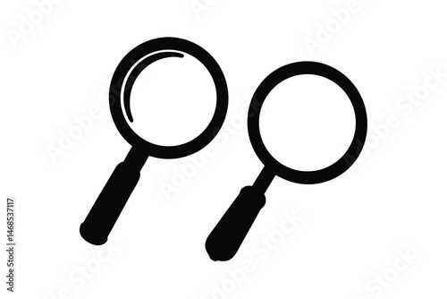 Magnifying glass silhouette, Search magnifying glass icon