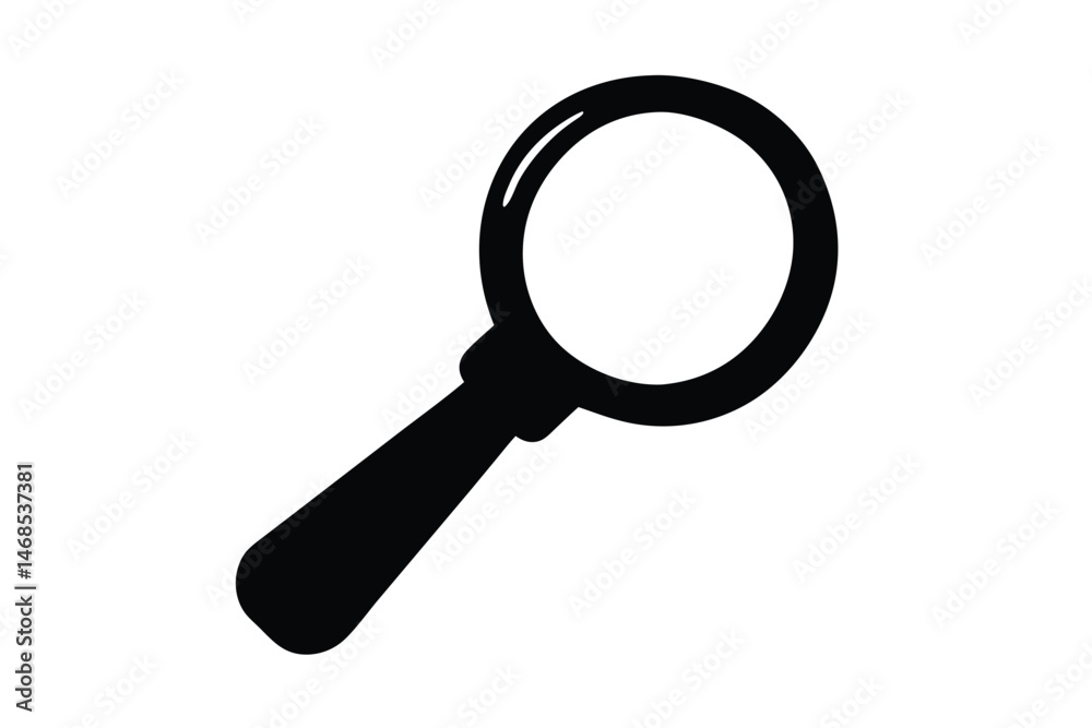Magnifying glass silhouette vector, Search magnifying glass icon vector Magnifying glass silhouette vector, Search magnifying glass icon vector