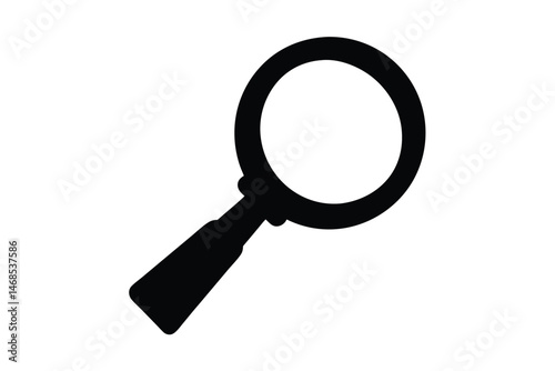 Magnifying glass silhouette vector, Search magnifying glass icon vector 