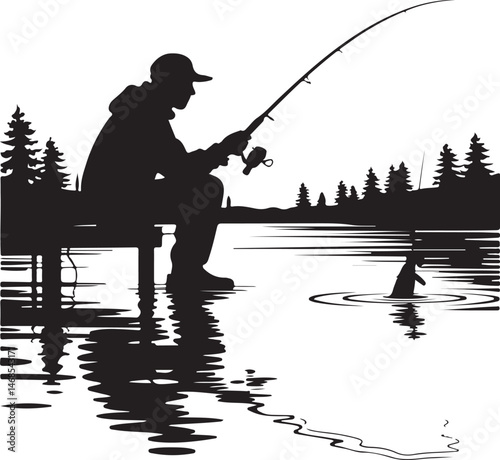 Man Fishing on a Boat Silhouette

Fisher with Rod and Big Catch Vector

Night Fishing Scene with Moonlight

Father and Son Fishing Silhouette

Fishing Adventure Wilderness Design