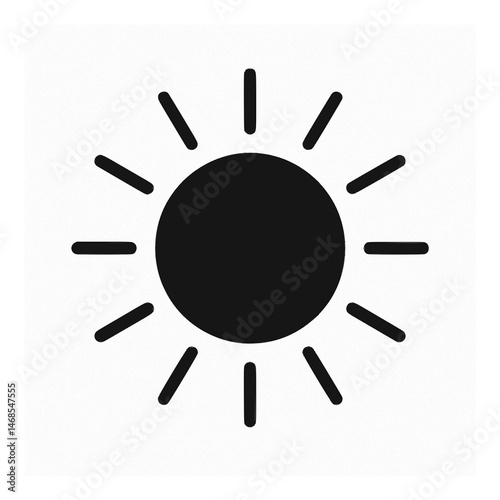 Minimalist Black Sun Icon: Simple Solar Symbol and Vector Graphic Design Illustration