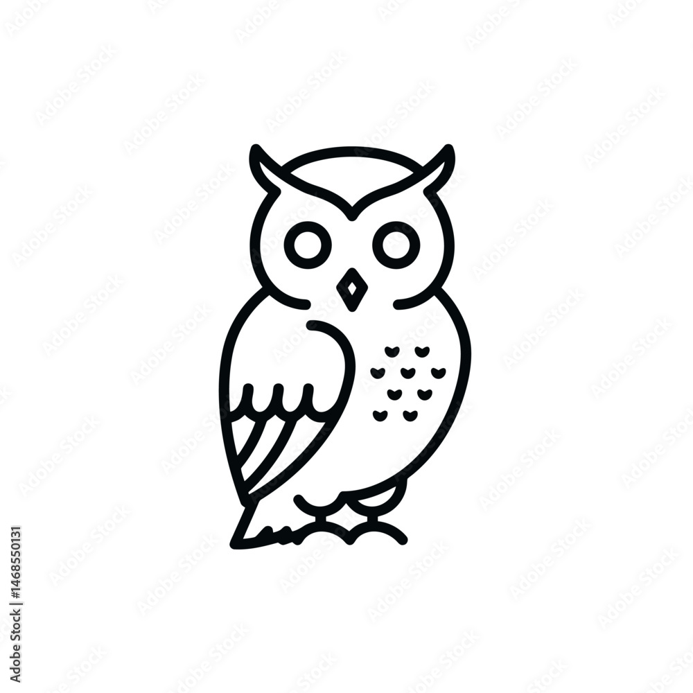 Minimalist Owl Icon: Simple Black Line Art Minimalist Owl Icon: Simple Black Line Art