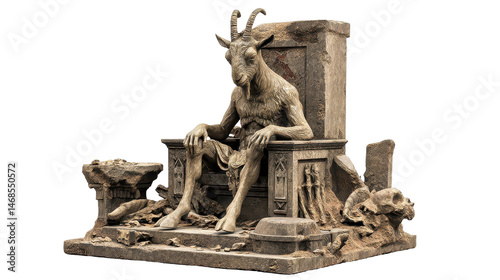 Mythical creature on an ancient throne. transparent background