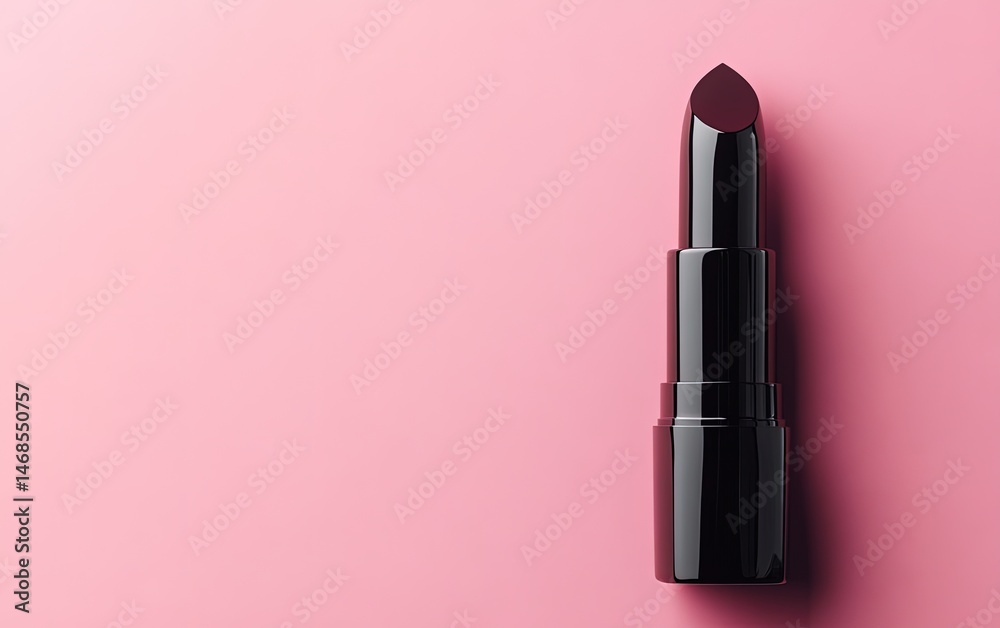 Glossy black lipstick on a pink background Glossy black lipstick on a pink background