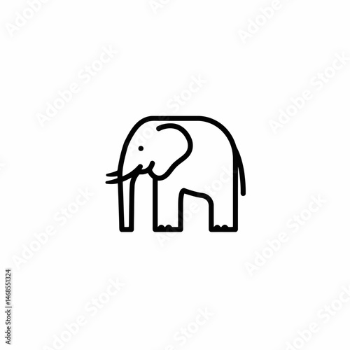 Elephant Outline Icon: Simple Black Line Art