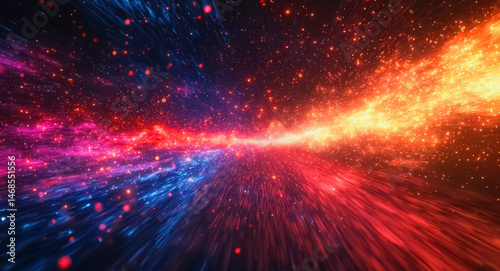 Vivid light burst abstract background ultra realistic depiction of radiating beams of white-hot luminosity, fractal reflections scattering in warm golds and cool silvers across a dark void background 