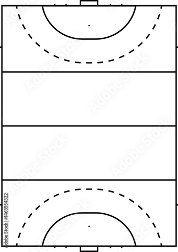Outline Drawing of Field Hockey Pitch Layout