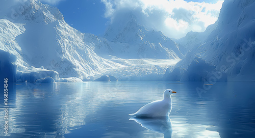 Winter polar themed background with cool crystalline shards and swirling gale-driven snow patterns, rendered in pristine whites and pale cerulean blues background jpg