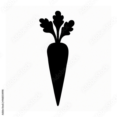 Carrot Silhouette: Healthy Root Vegetable in Black and White Illustration vector