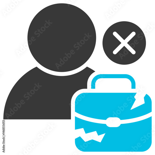 Unemployment Glyph Blue Grey Icon