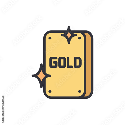 Illustration of a glistening gold bar with sparkles on White background