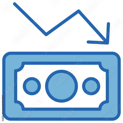 Deflation Blue White Icon