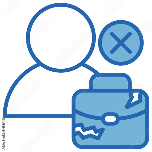 Unemployment Blue White Icon
