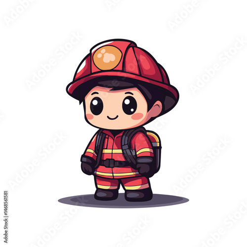 cute mascot firefighter vector design