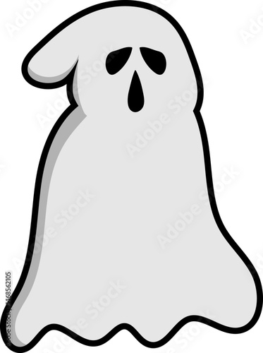 Scary White Ghost Cartoon Illustration Set