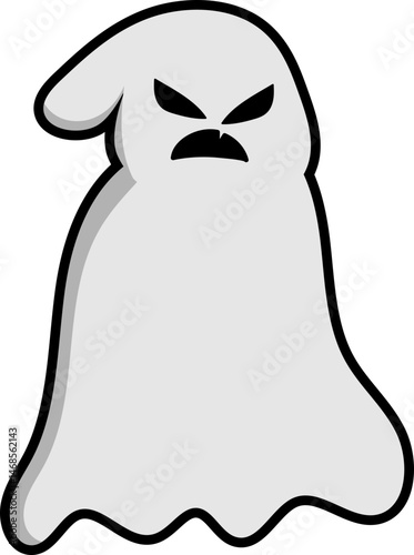 Scary White Ghost Cartoon Illustration Set