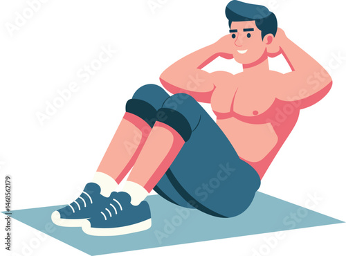 Man Training Sit Up in Gym