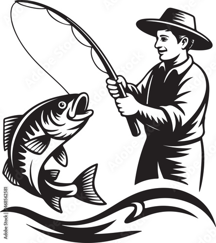 Fisherman Casting Line Silhouette

Big Catch – Fish on Hook Vector

Boat Fishing Adventure Silhouette Scene

Spearfisher in Action Silhouette Art

Lake Fishing Moment Vector Design