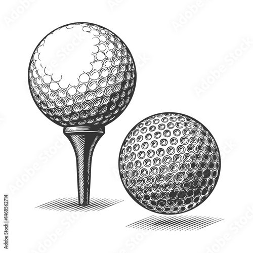 golf ball, showcasing texture and dimples sketch