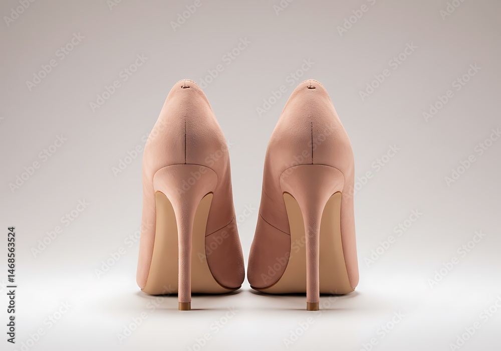 Fototapeta premium Elegant peach-toned stiletto heels in a minimalist composition conveying sophisticated style