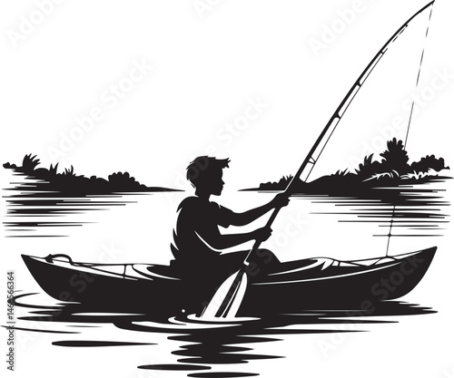 Fisherman Casting Line Silhouette

Big Catch – Fish on Hook Vector

Boat Fishing Adventure Silhouette Scene

Spearfisher in Action Silhouette Art

Lake Fishing Moment Vector Design