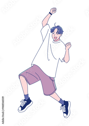 元気なアニメ調の男子生徒　全身