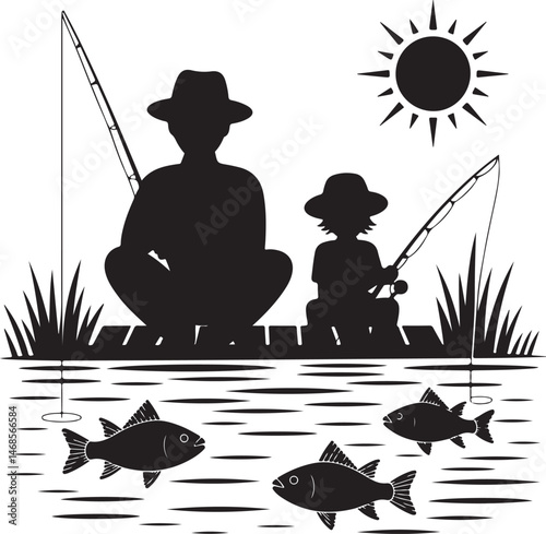Fisherman Casting Line Silhouette

Big Catch – Fish on Hook Vector

Boat Fishing Adventure Silhouette Scene

Spearfisher in Action Silhouette Art

Lake Fishing Moment Vector Design