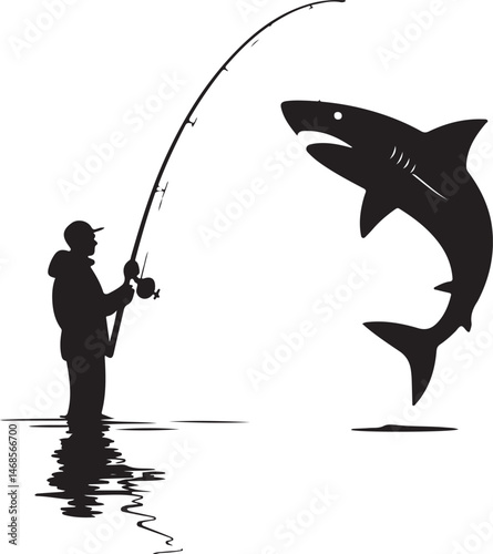Fisherman Casting Line Silhouette

Big Catch – Fish on Hook Vector

Boat Fishing Adventure Silhouette Scene

Spearfisher in Action Silhouette Art

Lake Fishing Moment Vector Design