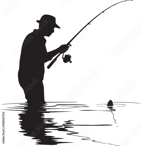 Fisherman Casting Line Silhouette

Big Catch – Fish on Hook Vector

Boat Fishing Adventure Silhouette Scene

Spearfisher in Action Silhouette Art

Lake Fishing Moment Vector Design