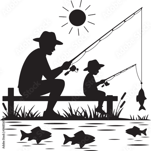 Fisherman Casting Line Silhouette

Big Catch – Fish on Hook Vector

Boat Fishing Adventure Silhouette Scene

Spearfisher in Action Silhouette Art

Lake Fishing Moment Vector Design