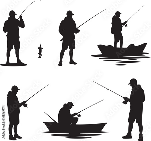 Fisherman Casting Line Silhouette

Big Catch – Fish on Hook Vector

Boat Fishing Adventure Silhouette Scene

Spearfisher in Action Silhouette Art

Lake Fishing Moment Vector Design
