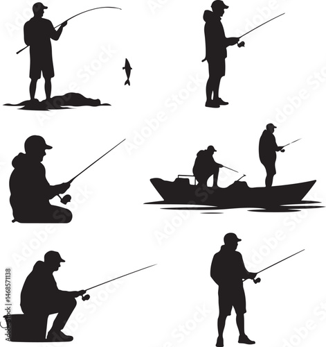 Fisherman Casting Line Silhouette

Big Catch – Fish on Hook Vector

Boat Fishing Adventure Silhouette Scene

Spearfisher in Action Silhouette Art

Lake Fishing Moment Vector Design