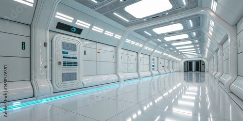 Futuristic White Corridor w...