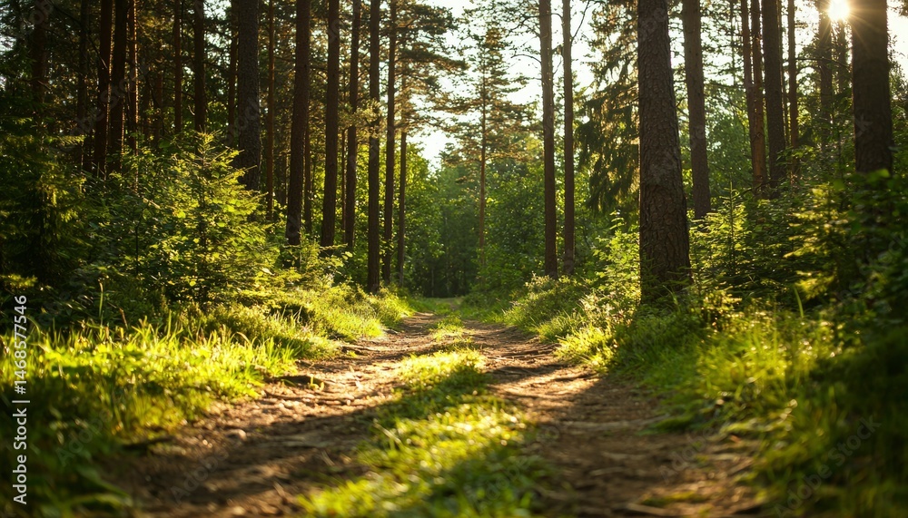 Obraz premium Sunlit forest path (1)