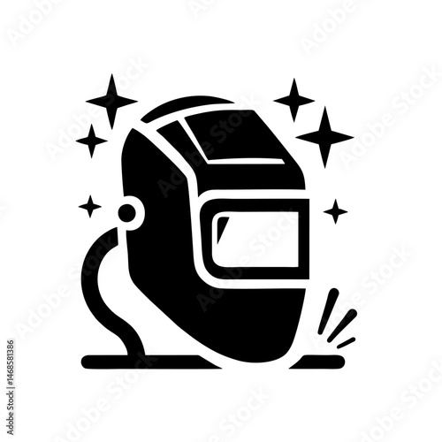 Welder Logo, Flat Black Welder Helmet Icon