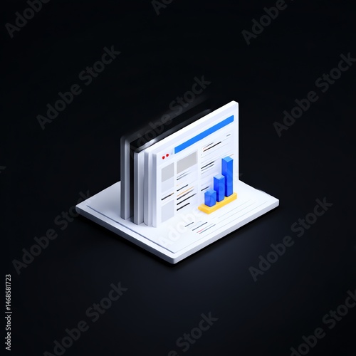 Wallpaper Mural Premium isometric 3D icon of a blog page layout on white background. Perfect for web design, UI projects, and digital marketing. Clean, modern, and SEO-friendly! Torontodigital.ca