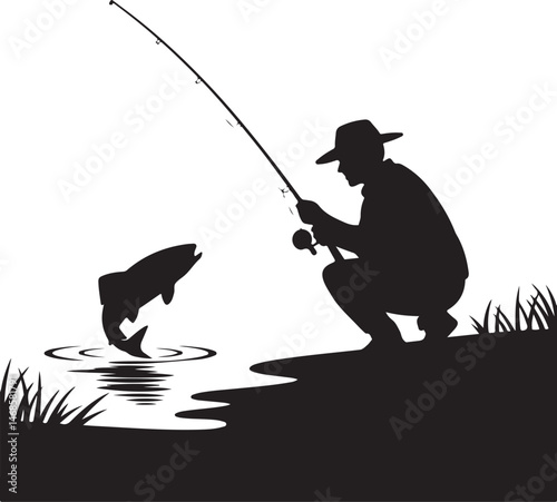 Fisherman Casting Line Silhouette

Big Catch – Fish on Hook Vector

Boat Fishing Adventure Silhouette Scene

Spearfisher in Action Silhouette Art

Lake Fishing Moment Vector Design