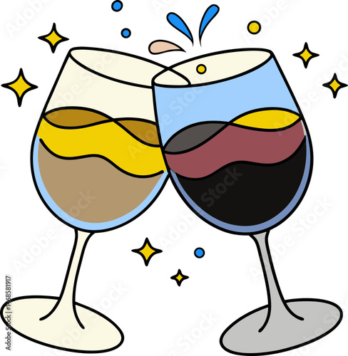 happy wine gathering illustration