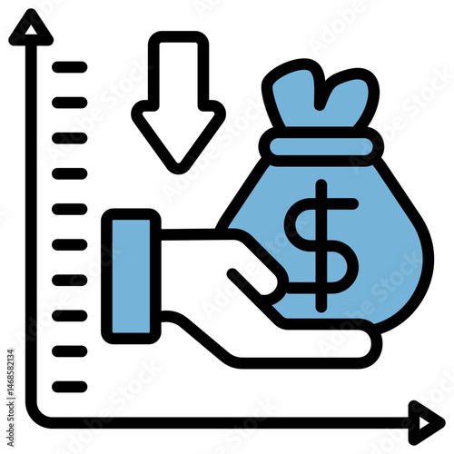 Budget Deficit Blue Black Icon