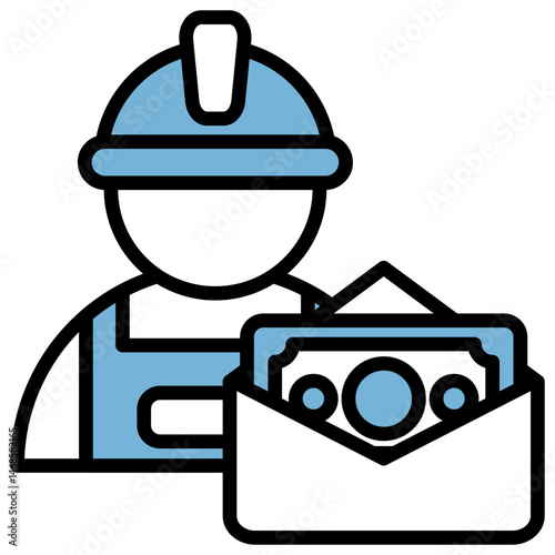 Wages Blue Black Icon