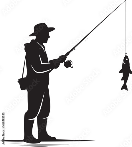 Fisherman Casting Line Silhouette

Big Catch – Fish on Hook Vector

Boat Fishing Adventure Silhouette Scene

Spearfisher in Action Silhouette Art

Lake Fishing Moment Vector Design