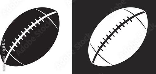 American football ball vector icon. Rugby ball silhouette, vector illustration