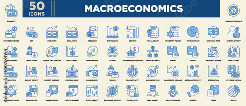 Macroeconomics Iconset Blue White