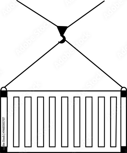 line art illustration of a container being transported