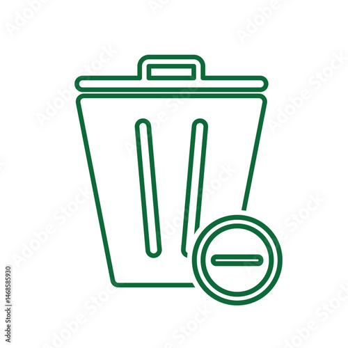 trash icon. recycling symbol with minus symbol on the bottom right. sustainability. reuse web icon, eco-friendly, second-hand. Line design style
