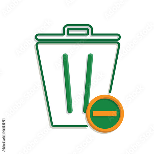 trash icon. recycling symbol with minus symbol on the bottom right. sustainability. reuse web icon, eco-friendly, second-hand. mixed design style
