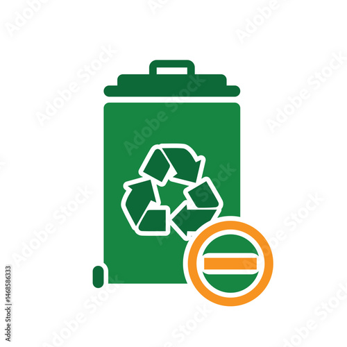 trash icon. recycling symbol with minus symbol on the bottom right. sustainability. reuse web icon, eco-friendly, second-hand. Solid design style